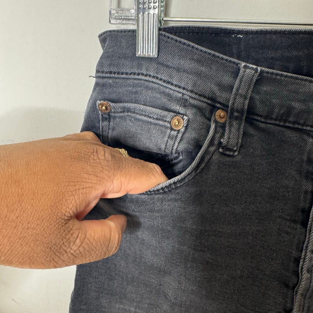 RE/DONE Originals High Rise Ankle Crop Jeans Black Wash Raw Hem‎ Distressed 28 - Picture 5 of 12